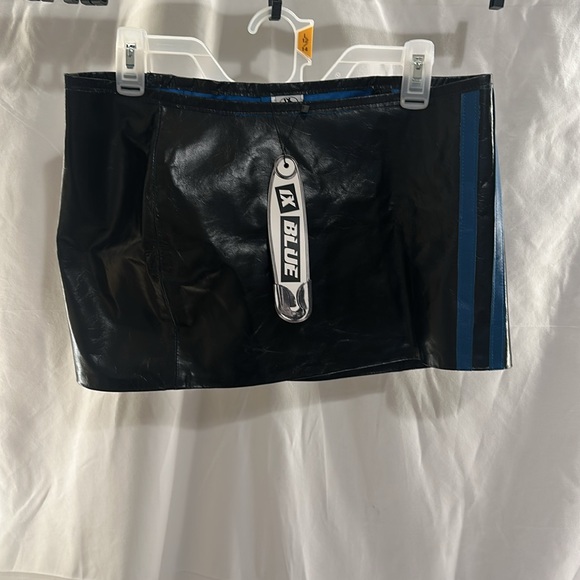 New NWT 1XBLUE Racer real leather Mini skirt in Black revolve biker - Picture 6 of 9
